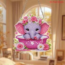 2D Flat, Charming Floral Rhinestone Art Pendant, DIY Diamond Painting Kit, Round Acrylic Rhinestone, Animal Theme, Mosaic Handicraft, Suitable For Garden, Window, Porch, Wall, Room, Study, Home Decor, Diamond Art Craft Set, Home Wall Decor And Gift, 2D Flat - A - View 5