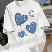 Women's Casual Short-Sleeved T-Shirt With Vintage Print, Made Of Soft Pure Cotton Fabric, Ideal For Everyday Outfits. - 白色 - 查看 1