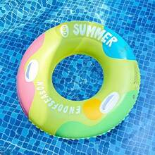 1 Stück extra dicke, bunt bedruckte aufblasbare Schwimmreifen, perfekt für Strandausflüge, Poolpartys und entspanntes Schwimmen im Pool - Verschiedenfarbig - Übersicht 2