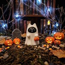 Creepy Cute Ghost Cat Resin Statue - Interesting Halloween Desktop Decor, Suitable For Tiered Tray Decoration In Home Office, Gift For Cat Lovers - Cat - View 6