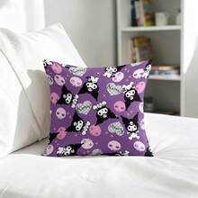 Miniso Sanrio Kuromi Dark Cute Throw Pillow Cover, Purple Skull & Heart Cushion Case For Couch Sofa Bedroom Living Room Home Decor - Color - View 1