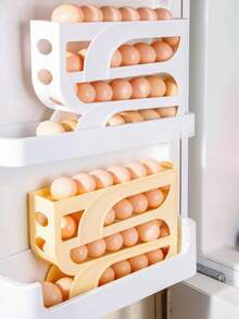 3-Layer Automatic Rolling Kitchen Egg Storage Box - Transparent Plastic Space Saving Partition, Anti Slip Design, Egg Storage Rack Suitable For Refrigerator, Food Storage Room And Door Storage - Suitable For Eggs And Other Items - Multicolor - View 6