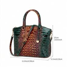 Luxurious Crocodile Pattern Cross-Body Top-Handle Bag - High-End Fashion Handbag For Women's Work And Daily Use - Premium Quality, Stylish Design - 孔雀藍 - 查看 4