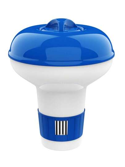 Distributeur flottant de chlore/brome, flotteur de 5 pouces adapté aux comprimés de chlore de 1 pouce, débit de libération réglable des comprimés pour piscine intérieure et extérieure, spa, jacuzzi - bleu et blanc, idéal pour les piscines gonflables et hors-sol