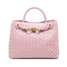 BV Bottega Bang Bang Bolso de mano para mujer de cuero genuino tejido a mano de Andiamo Clutch Campana. Bolso tejido popular, tamaño pequeño, nuevo bolso tote simple y versátil, gran capacidad, bolso de alta calidad. - Flor de cerezo rosa - Ver 3