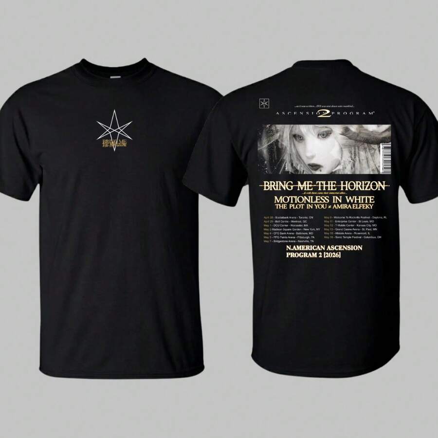 Bring Me The Horizon Tour 2026 Shirt Motionless In White Concert Merch Music Tee - Black - View 1