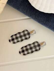 2pcs/5pcs Minimalist Casual Back To School Colorful Plaid Seamless Edge Hair Clips, Versatile Side Bangs Hairpins With Girly Style - Multicolor - View 9