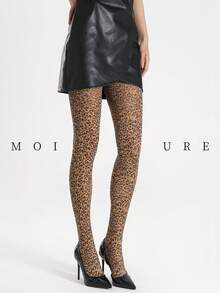 MOIRÉALLURE 女款豹紋絲襪 時尚性感 薄款半透明緊身褲襪 日常派對通勤穿著 - 彩色 - 查看 7
