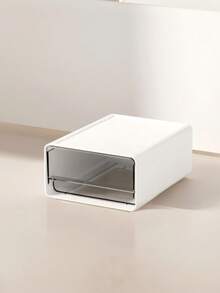 Caja de almacenamiento de escritorio estilo cajón minimalista, diseño apilable de múltiples compartimentos, adecuada para cosméticos, artículos de papelería y documentos de oficina, perfecta para dormitorios, tocadores y oficinas en casa, organizador de escritorio esencial para la vuelta a la escuela - Blanco - Ver 12