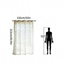 Cortina transparente para exterior com estampa de folhas de outono (1 peça), com design de argolas na parte superior, ideal para gazebo, pátio e varanda. - Branco - Ver 12