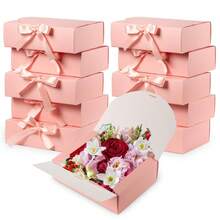 6pcs Set Giftboxes With Lids & Ribbons, 12.2 * 9.84 * 3.15 Inch Birthday Gift Boxes, Bridesmaids Proposal Boxes, Foldable Kraft Paper Gift Boxes For Engagement & Wedding - Gift Box - View 1