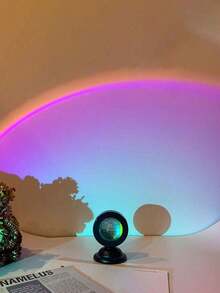 Rainbow Sunset Lamp, USB Powered Lighting Device, LED Light Beads, Blue Light And Shadow Effect, Compact Portable Design, Creative Atmosphere Lamp, Night Light, Suitable For Home, Bedroom, Living Room And Bedside Lamp - Black - View 4