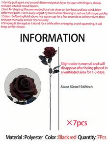 20/1朵人造黑紅玫瑰，適用於居家裝飾、婚禮布置、派對裝飾、哥德暗黑風裝飾、戶外攝影道具與暗黑主題花束、情人節禮物、萬聖節居家與生日裝飾、花園 - 黑紅色 - 查看 18