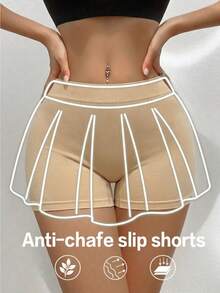 1pc Women's Nude Seamless High Waist Yoga Shorts, Tummy Control Butt Lifting High Elastic Compression Cycling Pants, Non-See Through Fabric, Wrinkle Resistant And Durable, 3D Shaping To Outline Curves, High Waist Seamless Shaping Underwear, Suitable For Gym, Running And Daily Casual Wear - Apricot - View 2