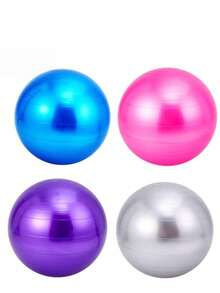 1 Pink,Blue,Purple PVC Yoga Ball, Durable Fitness And Pilates Balance Ball, For Weight Loss And Core Strength Training, Suitable For Home Workouts, With Yoga, Stretching And Flexibility Exercises, Air Pump Needs To Be Purchased Separately - Hot Pink - View 3