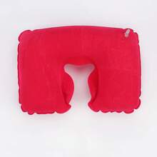 Inflatable Travel Neck Pillow, Portable Foldable U-Shaped Pillow For Airplane & Long Journeys - 酒紅色 - 查看 2