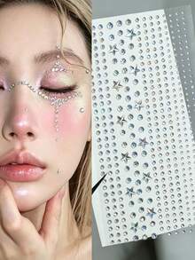 1/2pcs Set Minimalist 3D Shiny Rhinestone Face Decor Small Particle Diamond Laser Glitter Five-Pointed Star Rhinestones, Y2K Holiday Party Daily Decor DIY Face Decor Music Festival Makeup Party Ball Suitable For Hair, Eyes, Face, Body Decor Diamond - Multicolor - View 5