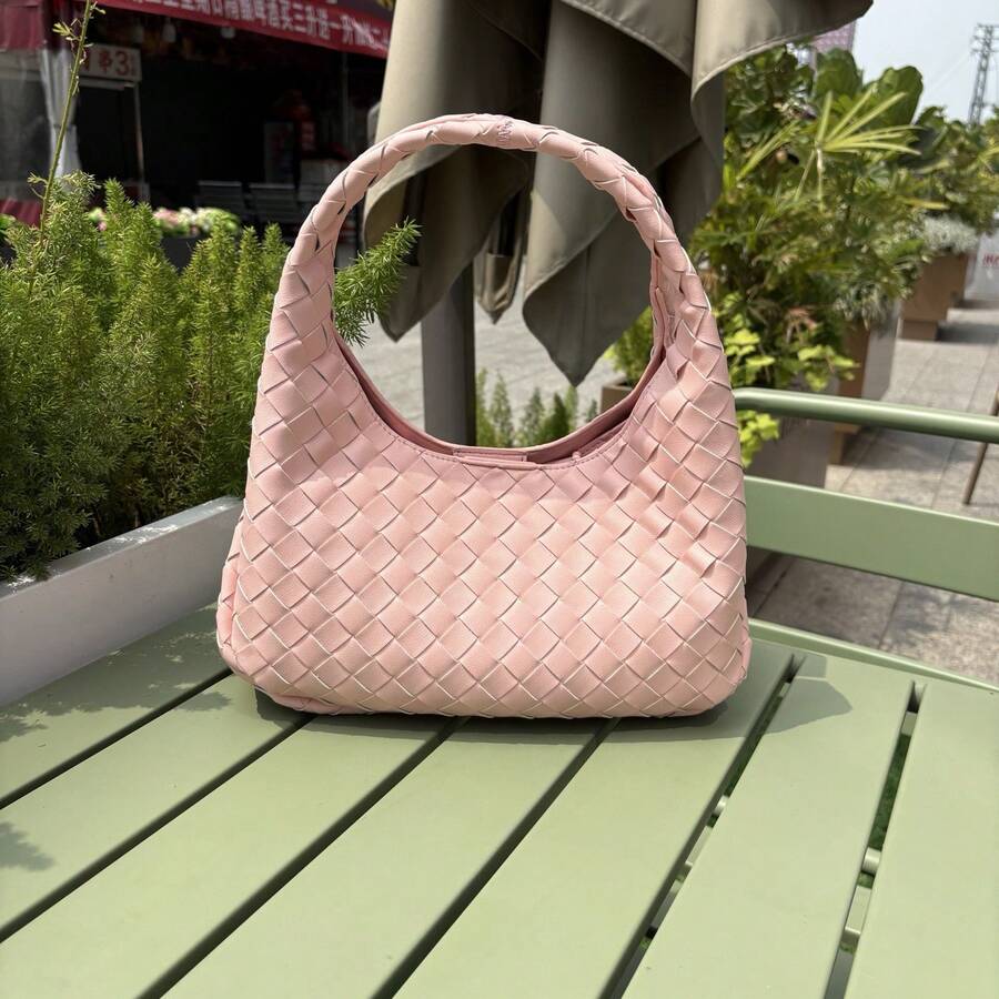 Bolso de mujer de cuero genuino tejido a mano BV Bottega Bang Bang de Andiamo Clutch Campana 2026, nuevo bolso de lujo ligero de nicho, bolso de mano tejido a mano, bolso de hombro, bolso texturizado para mujer. - Negro - Ver 1
