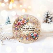 24/48/72pcs Round Floral Gold Foil Birthday Stickers,Watercolor Pink Rose Star Glitter Birthday Labels, Perfect For Birthday Celebrations,Gift Bags, Envelopes, Birthday Cards, Party Favors, Scrapbooking - View 8