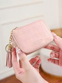 FOREVER MIYIN 1pc Crocodile Pattern Mini Cosmetic & Jewelry Storage Box, Built-In Mirror And Keychain, Zipper Closure, Lipstick Storage Bag, Cosmetic Organizer, Portable Compact Travel Makeup Bag, Suitable For Women's Daily Use, Outdoor Travel And Girls' Carry, Valentine's Day Gift, Mother's Gift, Girlfriend Gift - Multicolor - View 4