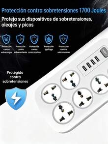 Regleta Multicontactos Extensión De 4 Puertos Usb Y 6 Tomas - MC-J06U - Ver 5
