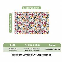 1pc Rectangular Polyester Tablecloth, Floral Pattern, Single-Sided Printing, Suitable For Tabletop, Washable And Reusable, Applicable For Indoor, Outdoor, Patio, Wedding, Party, Dining, Craft Exhibition, Banquet Decoration - Multicolor - View 11