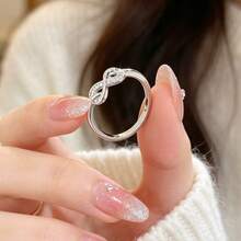 1pc Minimalist Digital 8-Shaped Design Cubic Zirconia Inlaid Women's Ring - Multicolor - View 8