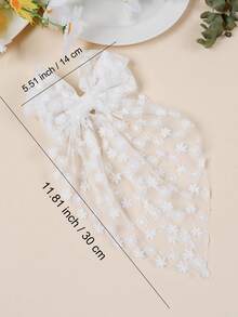 1件蕾絲刺繡蝴蝶結髮夾，仙女風緞帶髮飾，適合女孩，適用於節日、拍照和婚禮 - 彩色 - 查看 3