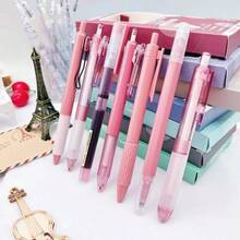 7pcs/Set Retractable Ballpoint Pens, Assorted Colors, Quick-Drying Ink, Suitable For Students And Office Use - Redwood - View 4