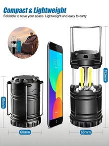 4 قطع أضواء LED تعمل بالبطارية، إضاءة محمولة تعمل بالبطارية للبقاء على قيد الحياة، فوانيس للتخييم، مناسبة للأعاصير والطوارئ والعواصف وانقطاع الكهرباء، إضاءة خارجية قابلة للطي للحديقة والباحة والمشي - أسود - مشاهدة 5
