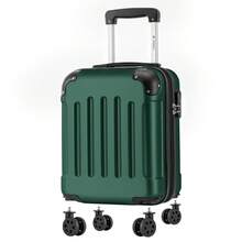 YONSLY 16 Inch Suitcase With Detachable Wheels 360° Combination Lock Double Zipper Soft Rubber Handle Trolley Travel Suitcase For Vacation - 深綠 - 查看 1