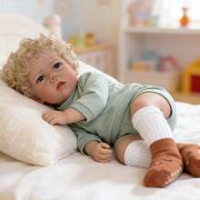 Lovely Reborn Baby Dolls Boy 19 Inch 46 Cm Soft Full Body Vinyl Boy Lifelike Adorable Newborn Babies Boys Hand Rooted Hair Open Eyes Handmade Xmas Birthday Gift For Kids 3+ Boys Girls - màu xanh lá - Xem 9