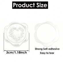 25pcs/Pack Pearl White Heart Flower Wreath Pattern Wax Seal Stickers, For Wedding Invitations, Party Invitations, Gift Packaging, Scrapbooking Decoration - Pearlescent White - View 4