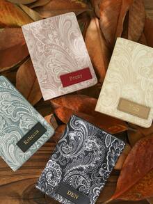 Takeoak 1PC Custom Hot Stamping Vintage Paisley Patten Passport Cover Custom Retro Passport Cover Personalized Name Boho Passport Holder For Travel Essentials, RFID Blocking Travel Document Organizer For Women And Men Unique Holiday Gift - Multicolor - View 3