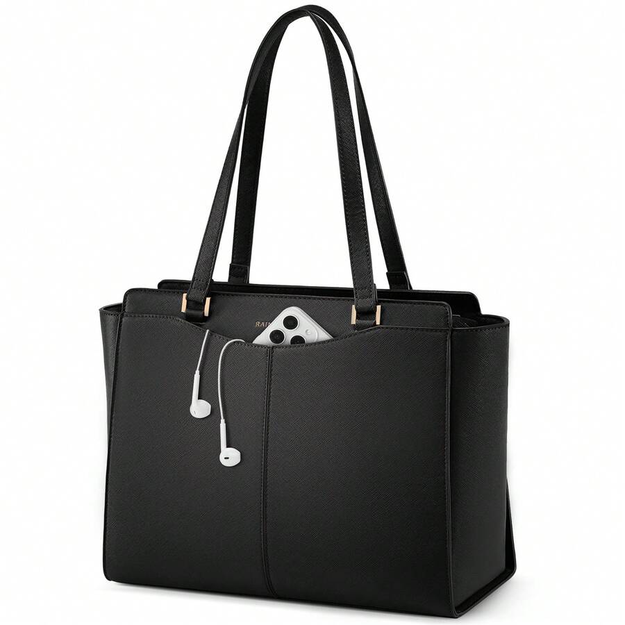Handtasche Damen Groß Shopper Tasche Damen Wasserdichte Laptoptasche 14 Zoll PU Leder Tote Bag mit Reißverschluss Innentasche Arbeitstasche Schultertaschen Henkeltasche