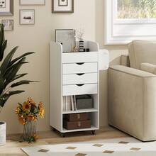 GOFLAME Utility Cart For Home Office Rolling Storage Cart With 3 Drawers 2 Open Shelves Storage Cabinet For Kitchen Bathroom - A - 查看 7