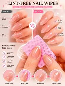 1000pcs Lint-Free Nail Polish Remover Pads - Acetone Resistant, Suitable For Nail Preparation And Gel Nail Removal, Can Be Used For Eyelash Extensions, Waterless Nail Cleaning, Suitable For Salon And Home Use, Pink Lint-Free Nail Wipes, Disposable Nail Polish Remover Pads, Non-Woven Nail Pads - Multicolor - View 8