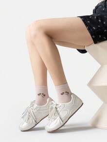 1/5 Pairs Random Color Basic Black & White, Cute Pink, Comfortable Breathable Sweat-Absorbent Socks, Suitable For School, Sports, Commuting, Ankle Socks - Multicolor - View 5