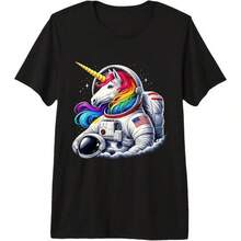 2026 Rymdkläder för barn och ungdomar, Söt Astronaut Enhörning Yttre Rymden Planeter Dam Premium Tri-Blend T-shirt Storlek 2Y-10Y, S-XXXL, Barnkläder för pojkar, Damtoppar, Herrkläder, T-shirt för tonårspojkar, Perfekt present till skolavslutningen och Miljödagen, Fars dag, Matchande kläder för föräldrar och barn. - Svart - Visa 8