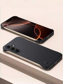 霧面纖薄無邊框砂岩礫石紋霧面保護殼，適用於 Galaxy 26Ultra S25 Edge S24 S23 S22Plus S21 20 Ultra Plus FE Note10+ Note 20Ultra，鏡頭保護硬殼防震保護套 - 黑色 - 查看 2