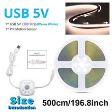 Motion Sensor LED Strip Light, USB Powered, Flowing Water, Meteor Shower, Chasing Light Effect, DC5V Dynamic COB Light Strip, Stair Step Sensor Light, Stair Chasing Light Strip - Warm white light - View 15