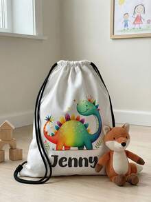 1pc Customized Name Pattern Drawstring Backpack, Can Be Customized According To Your Unique Design, Perfect For Children, Boys, Girls, Print Your Own Name Or Print Sister And Classmate's Name As A Gift To Give To Others - Multicolor - View 3