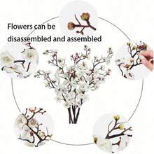 1pc/3pcs/5pcs/10pcs 23.22 Inch Bendable Artificial Silk Sakura Flower Branches With Leaves, Suitable For DIY Flower Wall, Scene Decoration, Vase Arrangement In Living Room/Bedroom, Wedding, Party, Tabletop Decor. Deciduous In Autumn/Winter - White - View 2