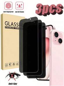 BOLLYMORE 3pcs Tempered Glass Privacy Screen Protector, Made Of Tempered Glass Material, High Hardness Anti-Scratch, Anti-Shatter, Clear Imaging, Perfect Fit For Phone Cases, Compatible With IPhone 17E/17 Pro Max/17 Pro/17 Air/17/16 Pro Max/16 Pro/16 Plus/16/15 Pro Max/15 Pro/15 Plus/15/14/13/12 And Other Models - 3pcs-privacy - View 42