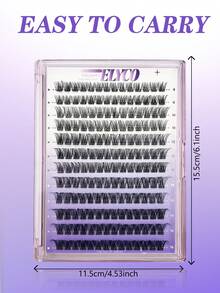 ELYCO 168/144/140/112簇輕量自然DIY假睫毛簇，免膠水、無需膠水、無需卸妝液，可重複使用，D捲度，0.07mm厚度，8-16mm混長，輕量自然逼真溫和親膚不刺激免膠睫毛設計，適合日常通勤 - D - 查看 7