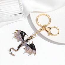1pc Gothic Dragon Enamel Keychain, Alloy With Sparkling Rhinestone, Multi-Color Bag Charm, Cool Graduation Gift For Backpack - Multicolor - View 13