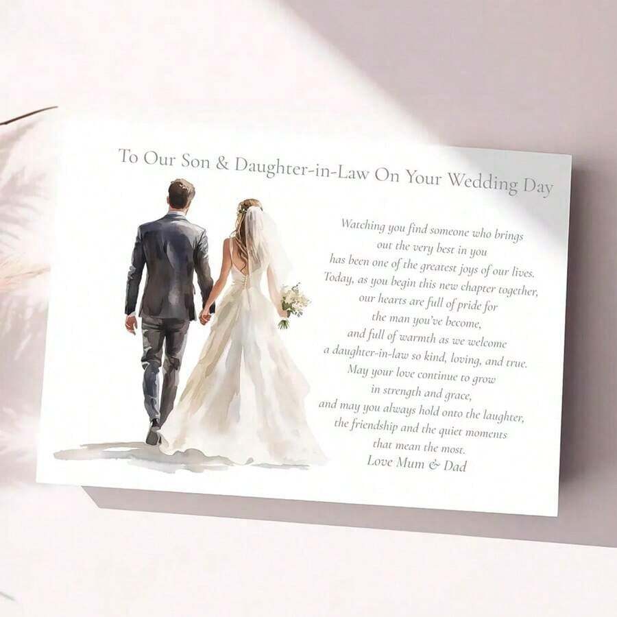 Daughter-In-Law's Wedding Invitation, Mother And Father's Congratulations Card For Son's Wedding Day - A - View 1