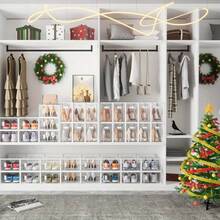 Shoe Storage, 6/12/24 Pack Shoe Organizer For Closet, Shoe Boxes Clear Plastic Stackable Shoe Containers With Lids For Size 10 - View 6