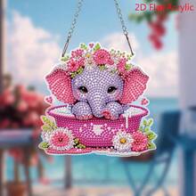 2D Flat, Charming Floral Rhinestone Art Pendant, DIY Diamond Painting Kit, Round Acrylic Rhinestone, Animal Theme, Mosaic Handicraft, Suitable For Garden, Window, Porch, Wall, Room, Study, Home Decor, Diamond Art Craft Set, Home Wall Decor And Gift, 2D Flat - A - View 6