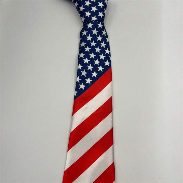 American Flag Woven Necktie Unisex Fashion Casual Party Fun Pattern Tie